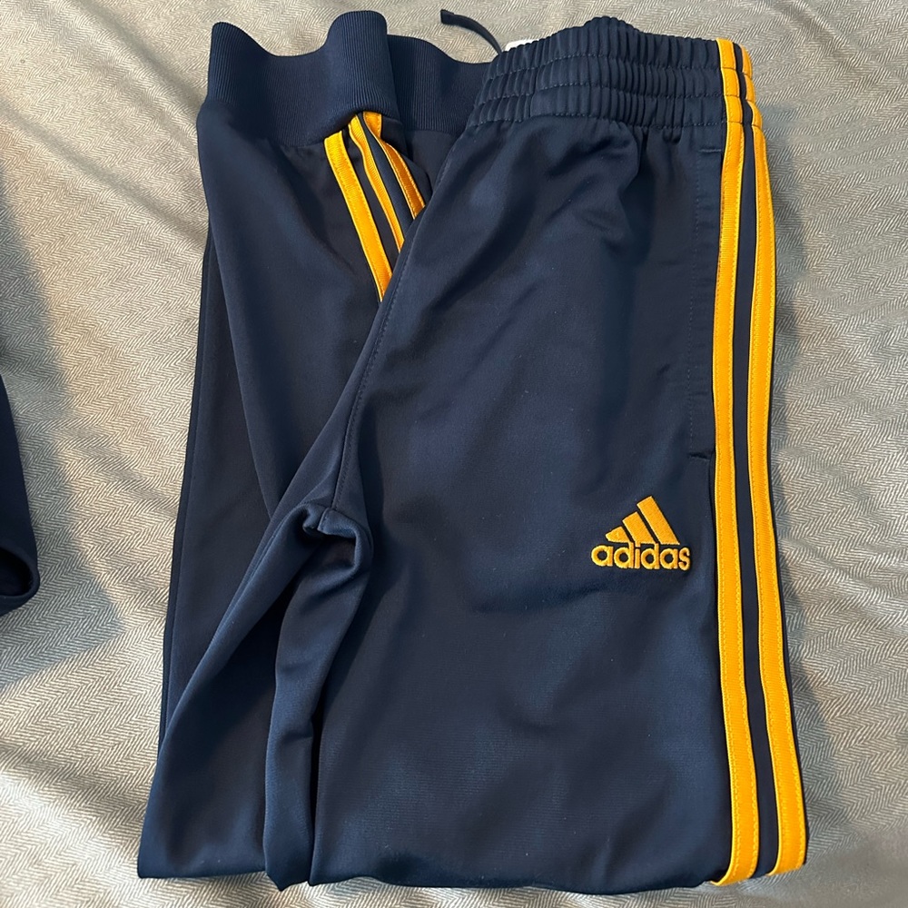Boys Adidas Sweat pants . Navy and Gold. Like-new condition.